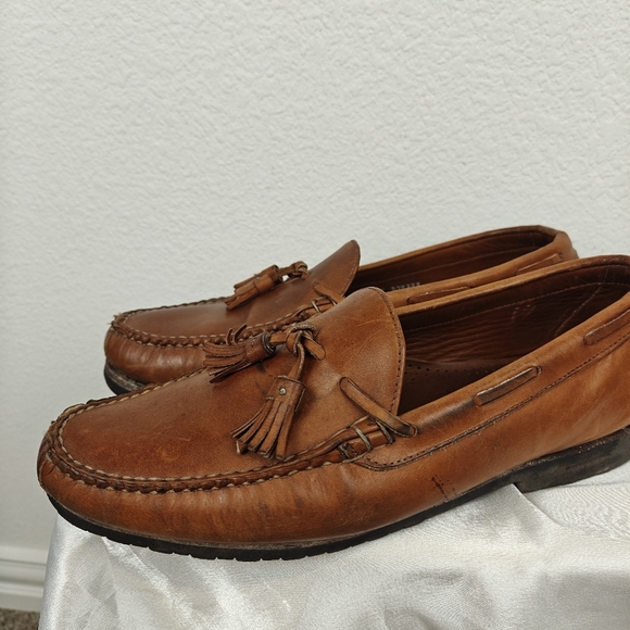 Allen Edmonds Kingsfield Loafers Slip-on Brown Leather Tassel Moc Toe Men's 10 - Picture 2 of 12